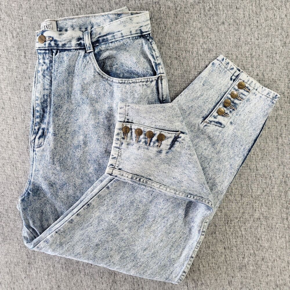 Vintage Stefano World Wide Acid Wash Jeans Ankle Buttons Plus Size 20